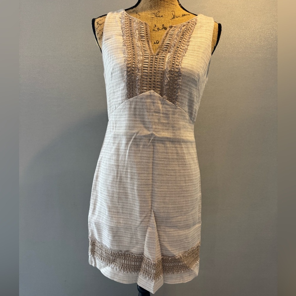 White House Black Market Sleeveless Beige and Brown Dress